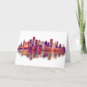 Detroit Michigan Skyline Holiday Card