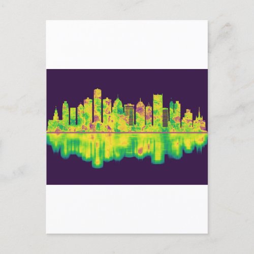 Detroit Michigan Skyline Holiday Postcard