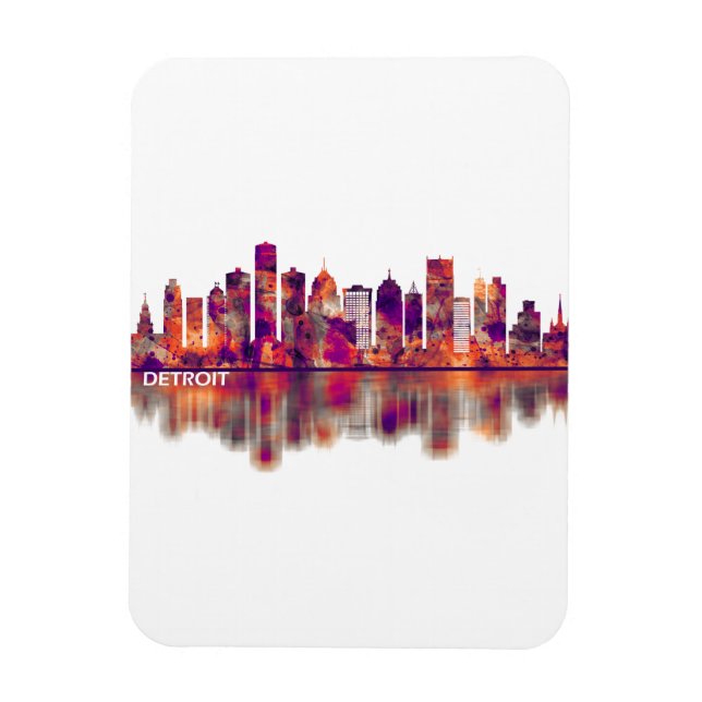 Detroit Michigan Skyline Magnet (Vertical)