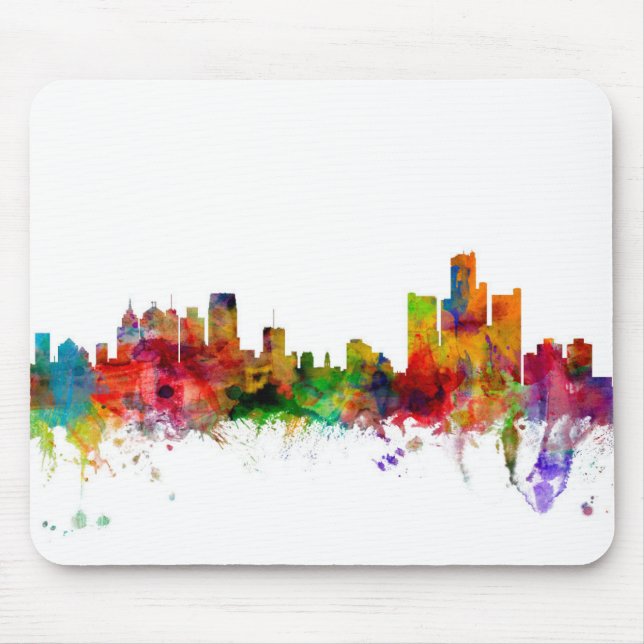Detroit Michigan Skyline Mouse Pad (Front)