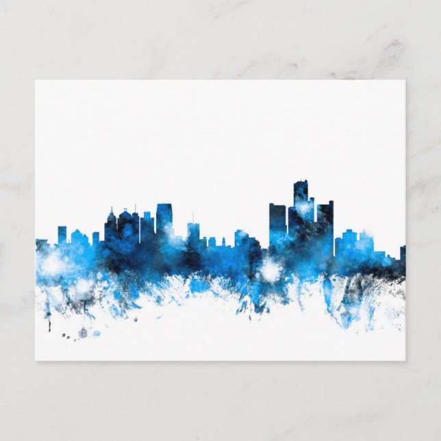 Detroit Michigan Skyline Postcard (Front)