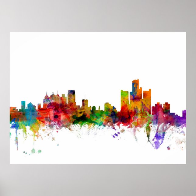 Detroit Michigan Skyline Poster (Front)