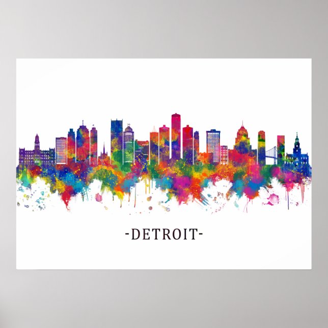 Detroit Michigan Skyline Poster (Front)