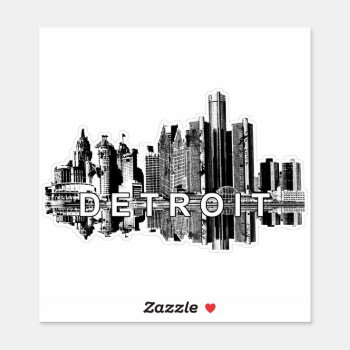 Detroit  Michigan Skyline Sticker by stickywicket at Zazzle