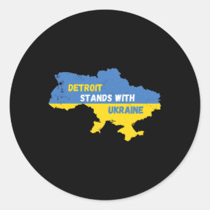 Detroit Michigan Stands With Ukraine  Classic Round Sticker