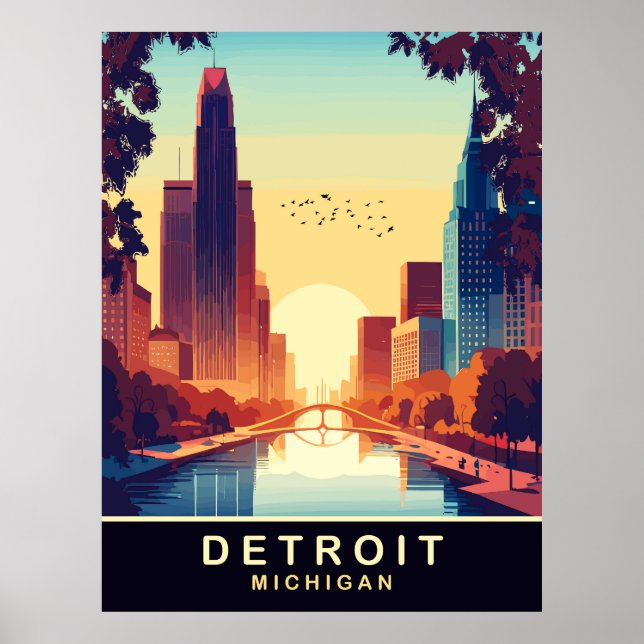 Detroit, Michigan, Travel Poster (Front)