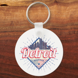 Detroit Michigan United States Skyline Vintage USA Keychain