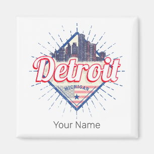Detroit Michigan United States Skyline Vintage USA Magnet