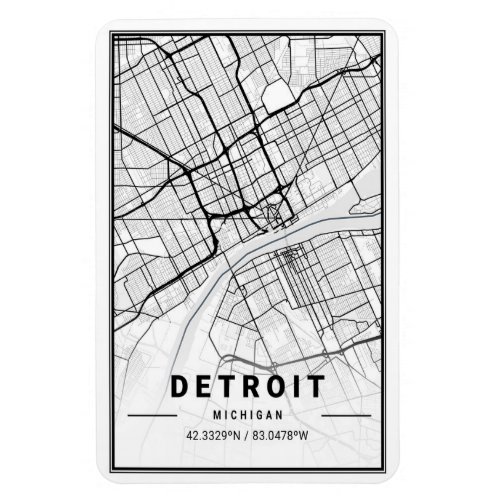 Detroit Michigan USA City Travel City Map Magnet