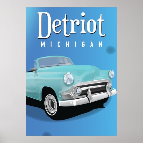 Detroit Michigan USA Vintage Travel poster