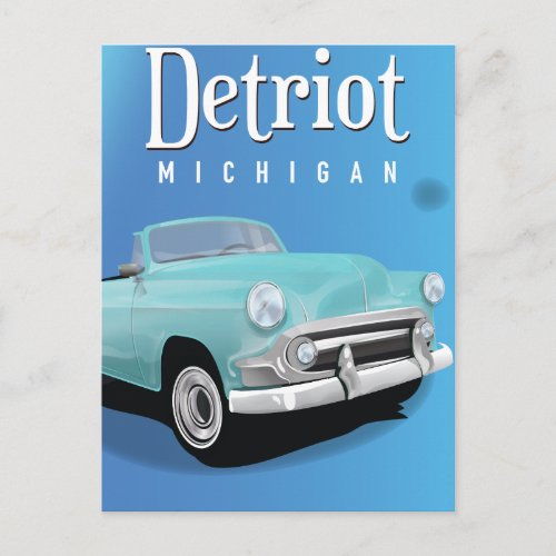 Detroit Michigan USA Vintage Travel poster Postcard