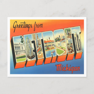 Detroit, Michigan Vintage Big Letters Postcard