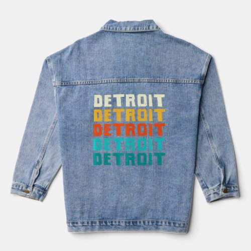 Detroit Michigan Vintage Mi Retro Collection Ameri Denim Jacket