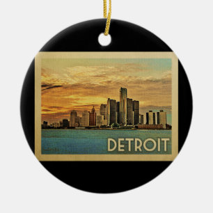Detroit Michigan Vintage Travel Ceramic Ornament