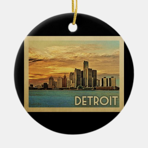 Detroit Michigan Vintage Travel Ceramic Ornament