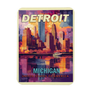 Detroit, Michigan Vintage Travel Magnet