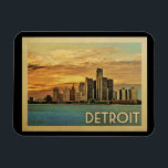 Detroit Michigan Vintage Travel Magnet<br><div class="desc">Detroit Michigan design in Vintage Travel style featuring a beautiful sunset skyline of the city.</div>