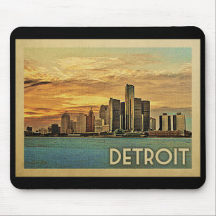 Detroit Michigan Vintage Travel Mouse Pad