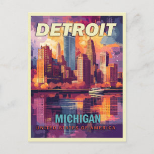 Detroit, Michigan Vintage Travel Postcard
