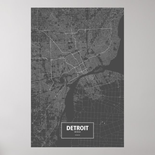 Detroit, Michigan (white on black) Poster (Front)