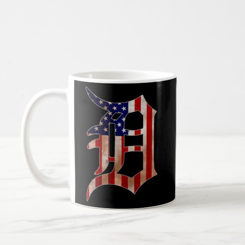 Detroit Michiganamerican Flag Old English D Coffee Mug