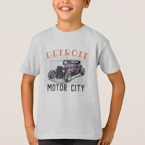 Detroit Motor city Michigan American Hot Rod Car T_Shirt