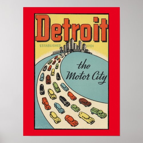 Detroit motor city poster vintage art posters