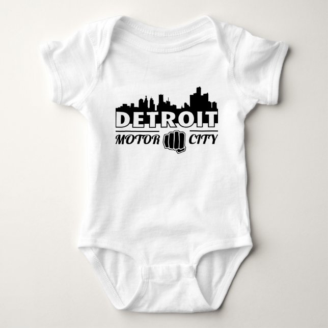 Detroit Motor City Skyline Infant Creeper (Front)