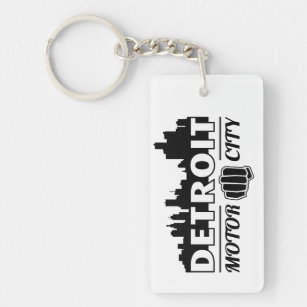 Detroit Motor City Skyline Key Chain