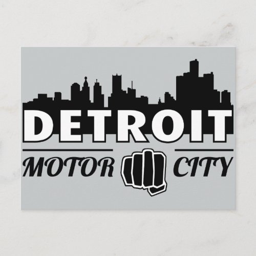 Detroit Motor City Skyline Postcard