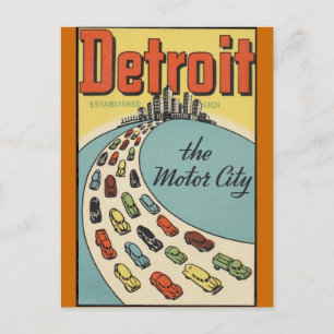 Detroit Motor City USA - Vintage Travel Postcard