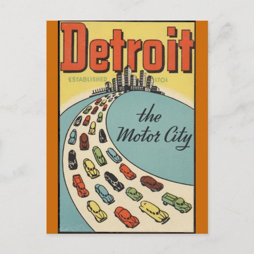 Detroit Motor City USA _ Vintage Travel Postcard