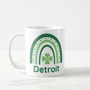 Detroit Name Clover Boho Rainbow Coffee Mug