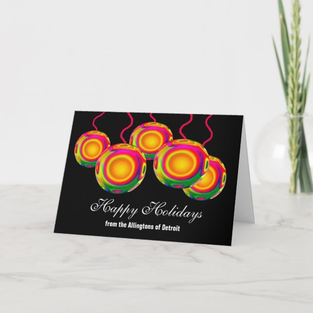DETROIT or ANY CITY Happy Holidays Ornaments Holiday Card (Front)