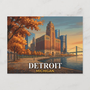Detroit Postcard Guardian Building Skyline