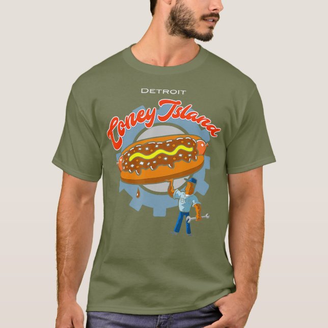 Detroit Pride Coney Island Hot Dog T-Shirt (Front)