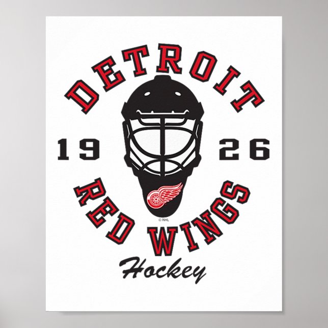 Detroit Red Wings Hockey Mask Gray Officially Lice Poster (Front)