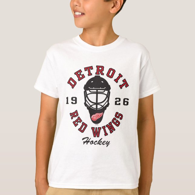 Detroit Red Wings Hockey Mask Gray Officially Lice T-Shirt (Front)