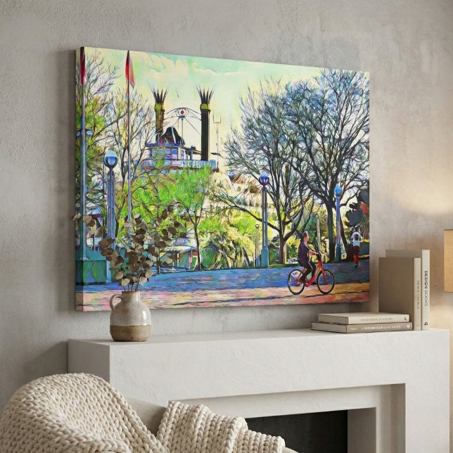 Detroit Riverwalk Scenic Day Canvas Print (Cycle the Motor City’s Shoreline.)