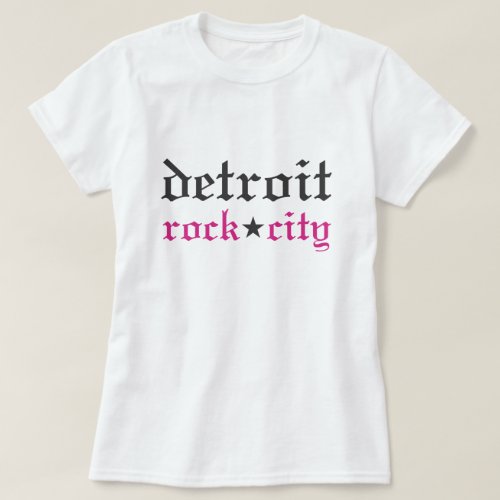 Detroit Rock City Pink Black Womens T_Shirt
