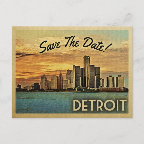 Detroit Save The Date Michigan Announcement Postcard