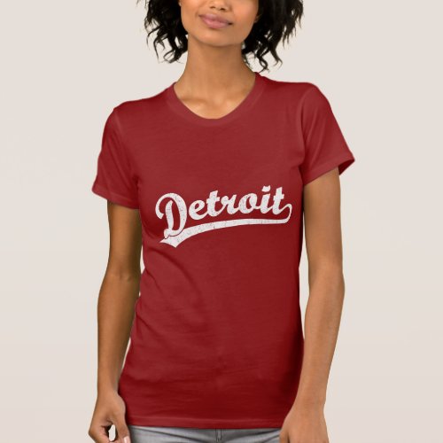Detroit script logo in white T_Shirt