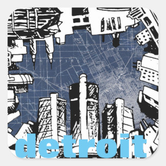 DETROIT sketch & map design square stickers
