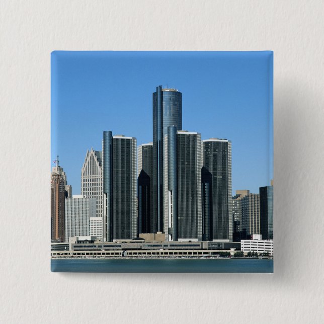 Detroit Skyline 4 Pinback Button (Front)