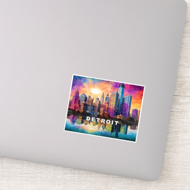 Detroit Skyline Abstract Art  Sticker (Detail)