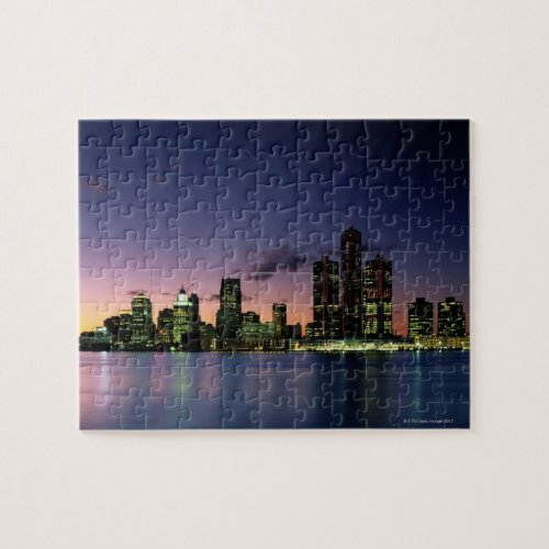 Detroit Skyline at Dusk 2 Jigsaw Puzzle