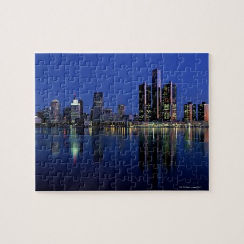 Detroit Skyline at Night Jigsaw Puzzle