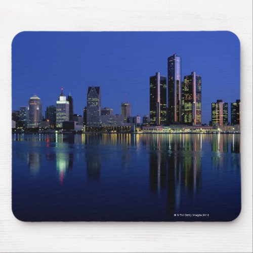 Detroit Skyline at Night Mouse Pad