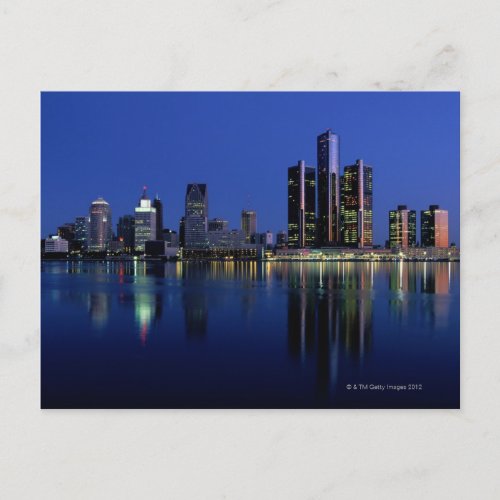 Detroit Skyline at Night Postcard