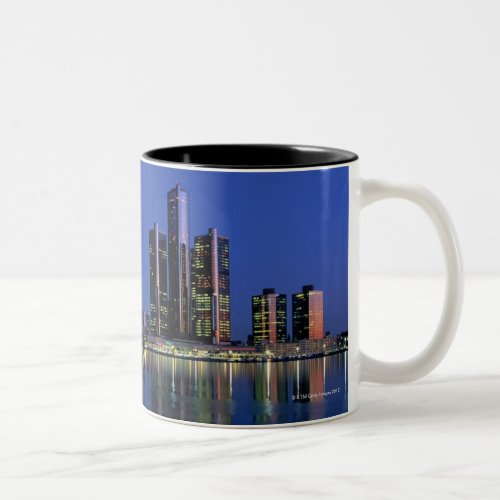 Detroit Skyline at Night Two_Tone Coffee Mug